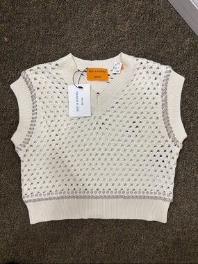Guest in Residence Cream Crochet Knit Tank